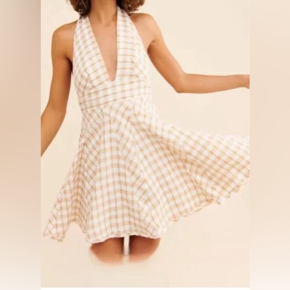 Free People Halter Tie Gingham Dress, great condition, size 8